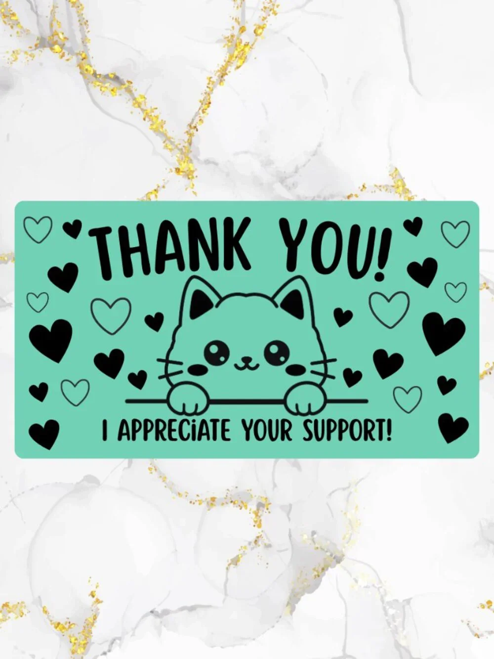 100 Cute Cat Thank You Stickers for Packaging | Small Business Labels